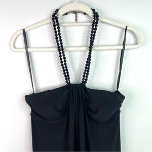 Lauren Ralph Lauren Elegant Black Beaded Halter Dress Size 8